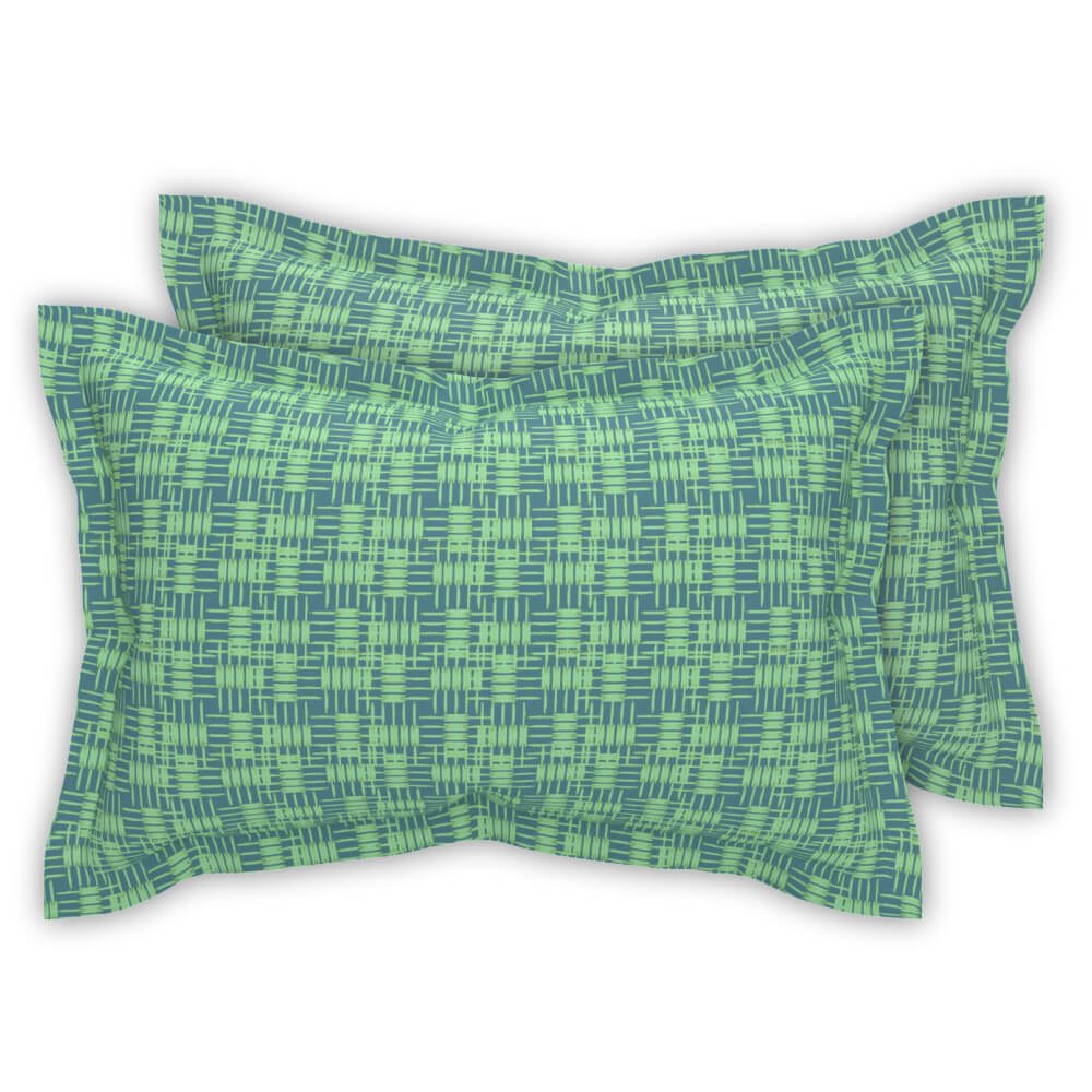 best geometric fern green cotton double bed fitted bedsheets with pillow covers